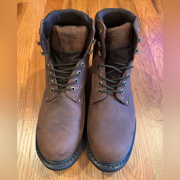 Everboots Steel Toe Lace Up Work boots Brown Leather Brand New Size 13M - Picture 2 of 6